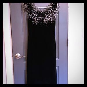 Black Velvet Feather Dress